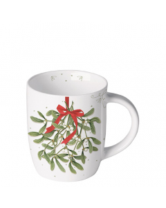 Mug 0.2 L Mistletoe with bow white