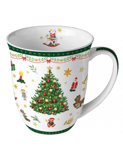Mug 0.4 L Christmas evergreen white