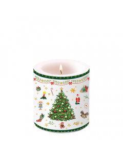 Candle small Christmas evergreen white