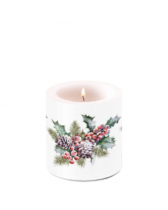Candle small Holly and berries