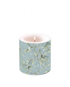 Candle small Mistletoe all over green