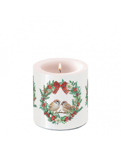 Candle small Sparrows in wreath