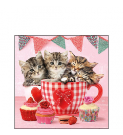 Napkin 25 Cats in tea cups FSC Mix