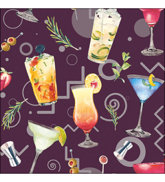 Napkin 33 Cocktail party aubergine FSC Mix