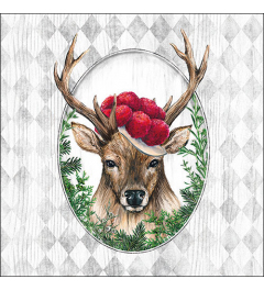 Napkin 33 Deer in frame FSC Mix