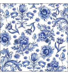 Napkin 33 Delft Blue flowers FSC Mix