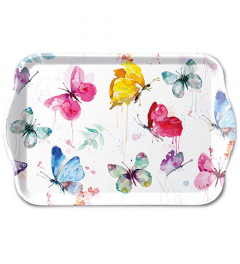 Tray melamine 13x21 cm Butterfly collection white