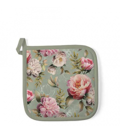 Potholder Peonies composition green