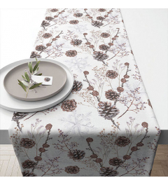 Chemin de table en feutre lavable - Gris résistant à la chaleur -  Protection de table (feuilles grises, 40 x 150)