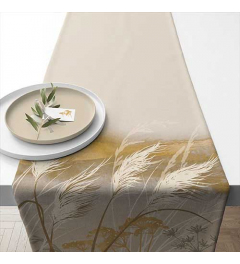 Chemin de table en feutre lavable - Gris résistant à la chaleur -  Protection de table (feuilles grises, 40 x 150)