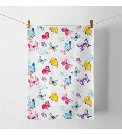 Kitchen towel Butterfly collection white