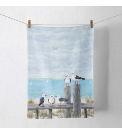 Kitchen towel Seagulls on the dock