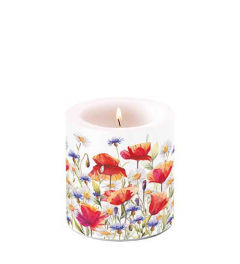 Candle small Poppies and cornflowers