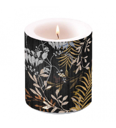 Candle medium Luxury leaves black