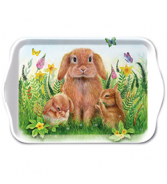 Tray melamine 13x21 cm Rabbit family