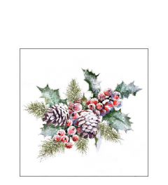 Napkin 25 Holly and berries FSC Mix