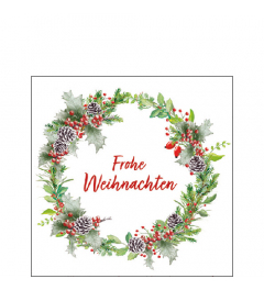 Napkin 25 Weihnachtskranz weiß FSC Mix