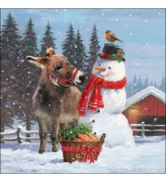 Napkin 33 Donkey with snowman FSC Mix