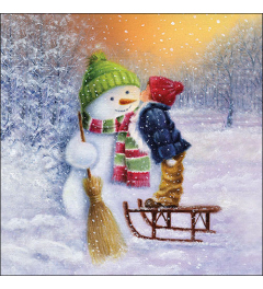 Napkin 33 Child kissing snowman FSC Mix