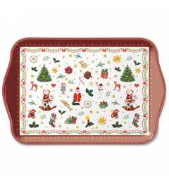 Tray melamine 13x21 cm Ornaments all over red