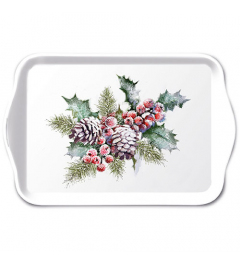 Tray melamine 13x21 cm Holly and berries