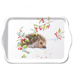 Tray melamine 13x21 cm Hedgehog in winter