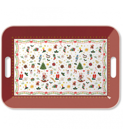 Tray melamine 33x47 cm Ornaments all over red