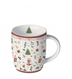 Mug 0.2 L Ornaments all over red