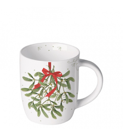Mug 0.2 L Mistletoe with bow white