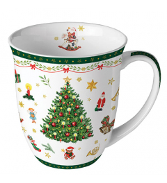 Mug 0.4 L Christmas evergreen white