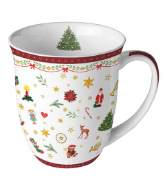 Mug 0.4 L Ornaments all over red