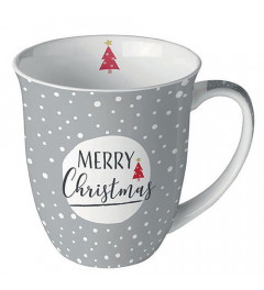 Mug 0.4 L Christmas snowflakes grey