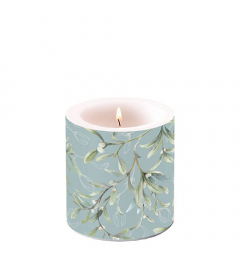 Candle small Mistletoe all over green
