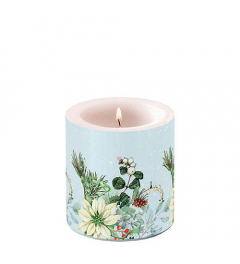Candle small White poinsettia