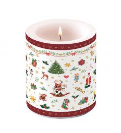 Candle medium Ornaments all over red