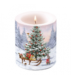 Candle medium Winter animals