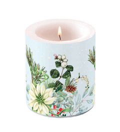 Candle medium White poinsettia