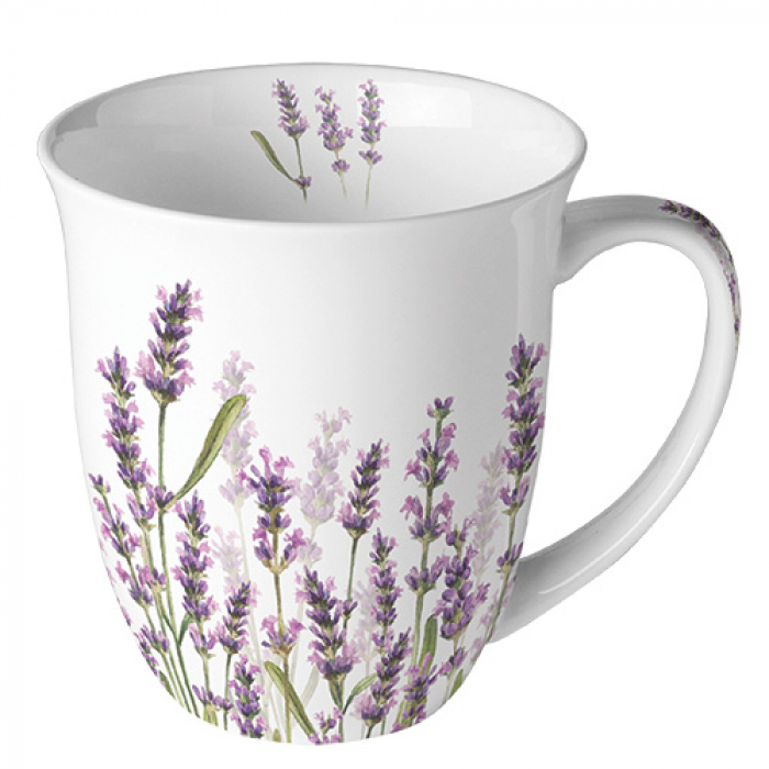 Ceramic Mug w/ Lavender Design - 4.5
