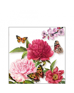 Napkin 25 Peonien white FSC Mix
