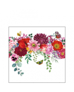 Napkin 25 Flower border white FSC Mix