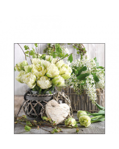 Napkin 25 White tulips FSC Mix