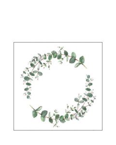 Napkin 25 Eucalyptus branch white FSC Mix