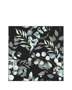 Napkin 25 Eucalyptus all over black FSC Mix