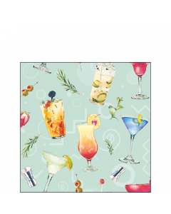 Napkin 25 Cocktail party aqua FSC Mix
