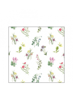 Napkin 25 Mixed flowers white  FSC Mix