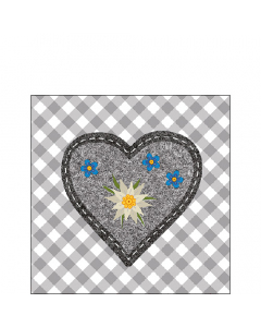 Napkin 25 Edelweiss heart grey FSC Mix