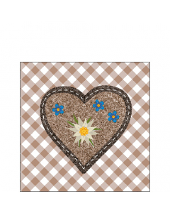 Napkin 25 Edelweiss heart brown FSC Mix