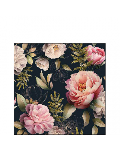 Napkin 25 Peonies composition black FSC Mix