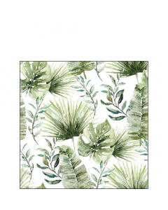 Napkin 25 Jungle leaves white FSC Mix