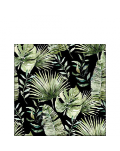 Napkin 25 Jungle leaves black FSC Mix